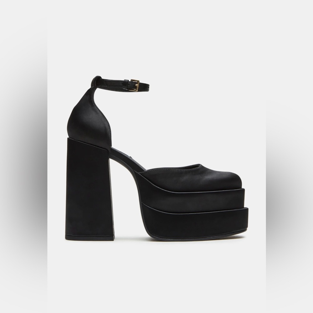 Steve Madden Charlize Black Satin Heels, Size 6, Brand New Never Worn!